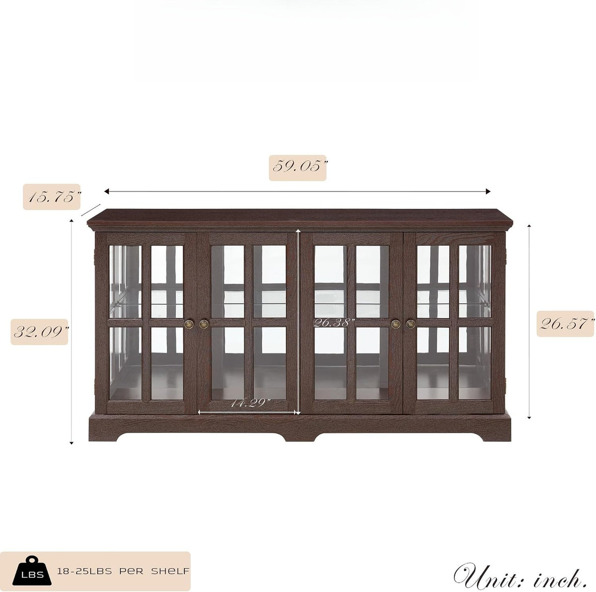 Dark Cherry LED Glass Curio Cabinet