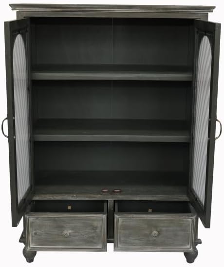 Black Gray Glass Farmhouse Cabinet