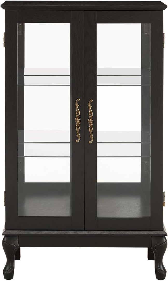 Black Lit Glass Display Curio Cabinet
