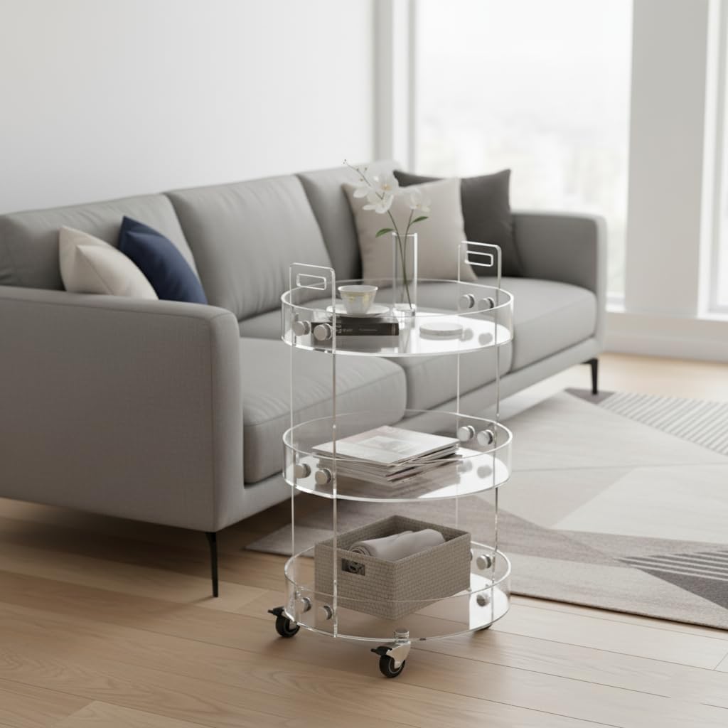 3-Layer Round Acrylic Cart