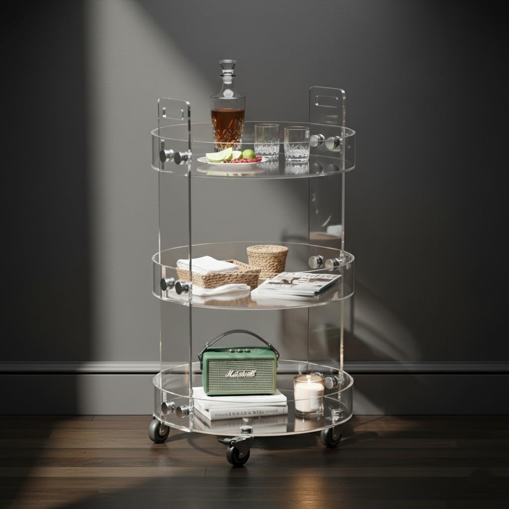 3-Layer Round Acrylic Cart