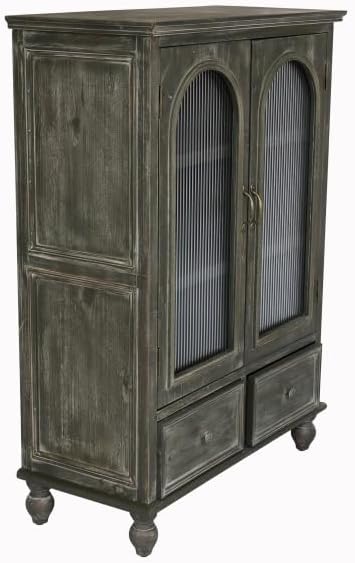 Black Gray Glass Farmhouse Cabinet