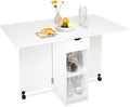 White Storage Drop Leaf Dining Table