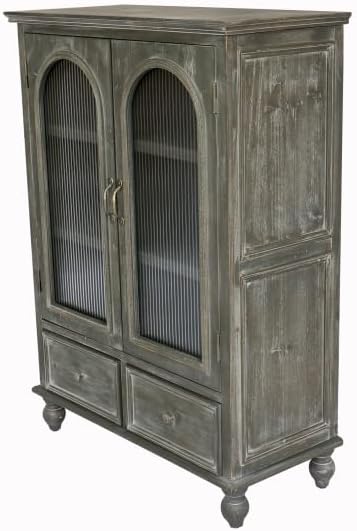 Black Gray Glass Farmhouse Cabinet