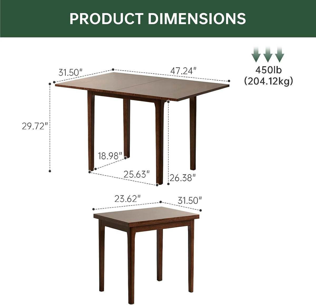 Walnut Solid Wood Foldable Table