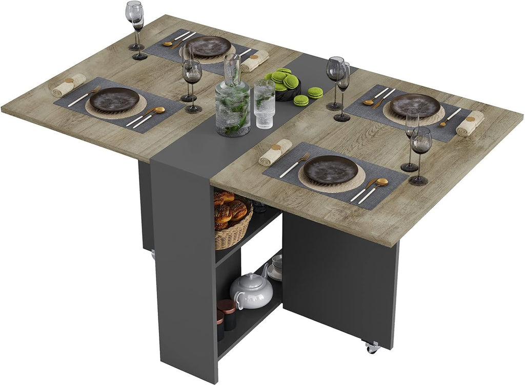 Wheeled Expandable Drop Leaf Table