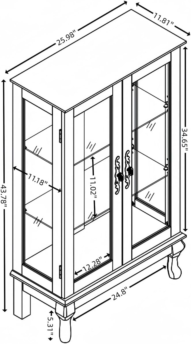 Black Lit Glass Display Curio Cabinet