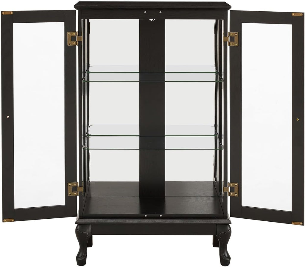 Black Lit Glass Display Curio Cabinet