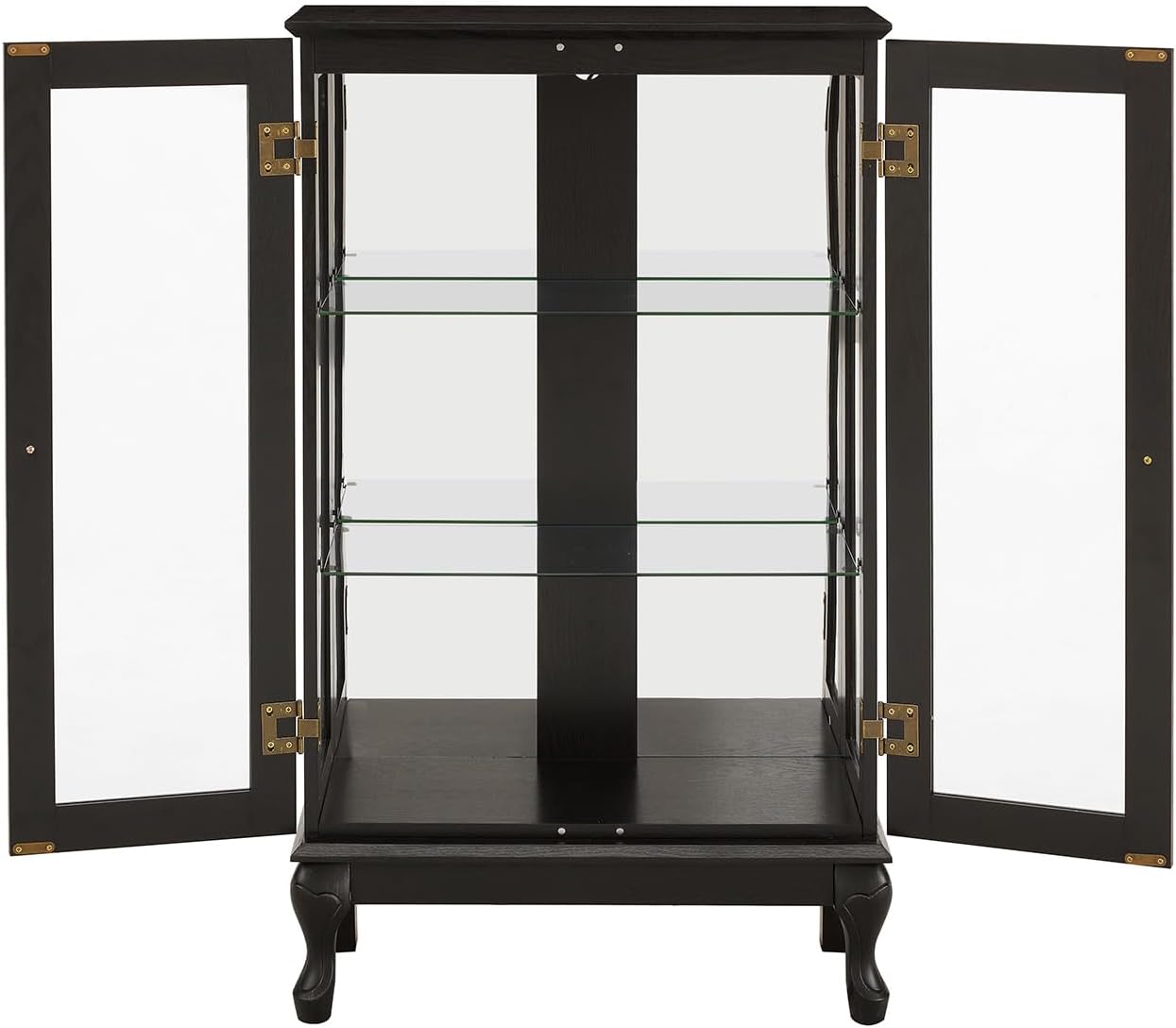 Black Lit Glass Display Curio Cabinet