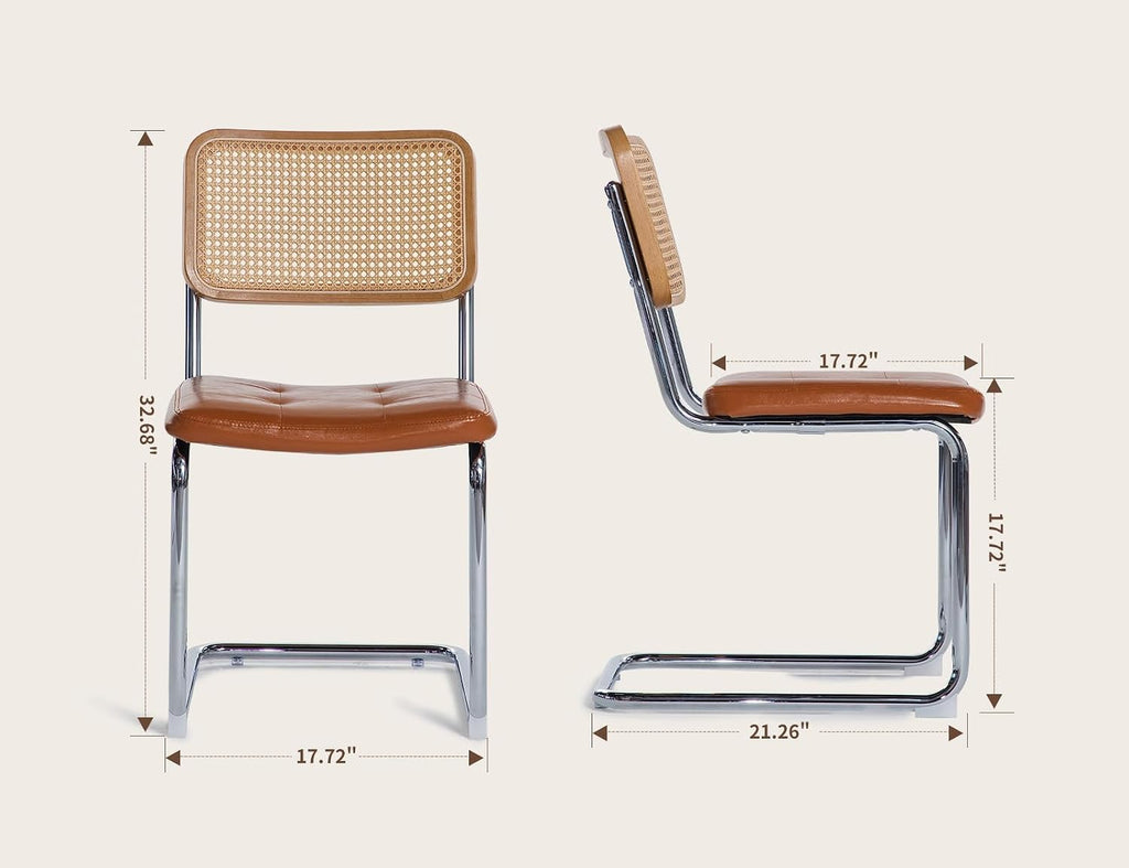 Rattan Leather Dining Chair Set