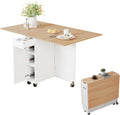 Light Brown Wheeled Storage Dining Table