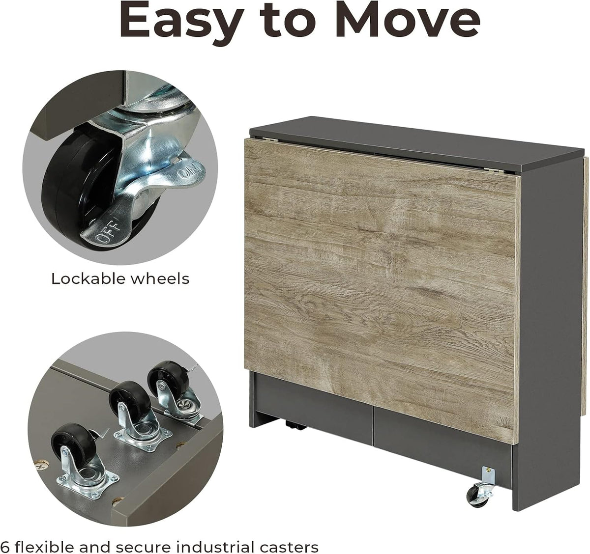 Wheeled Expandable Drop Leaf Table