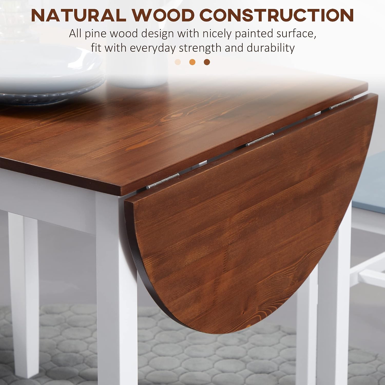 Brown Oval Drop Leaf Dining Table