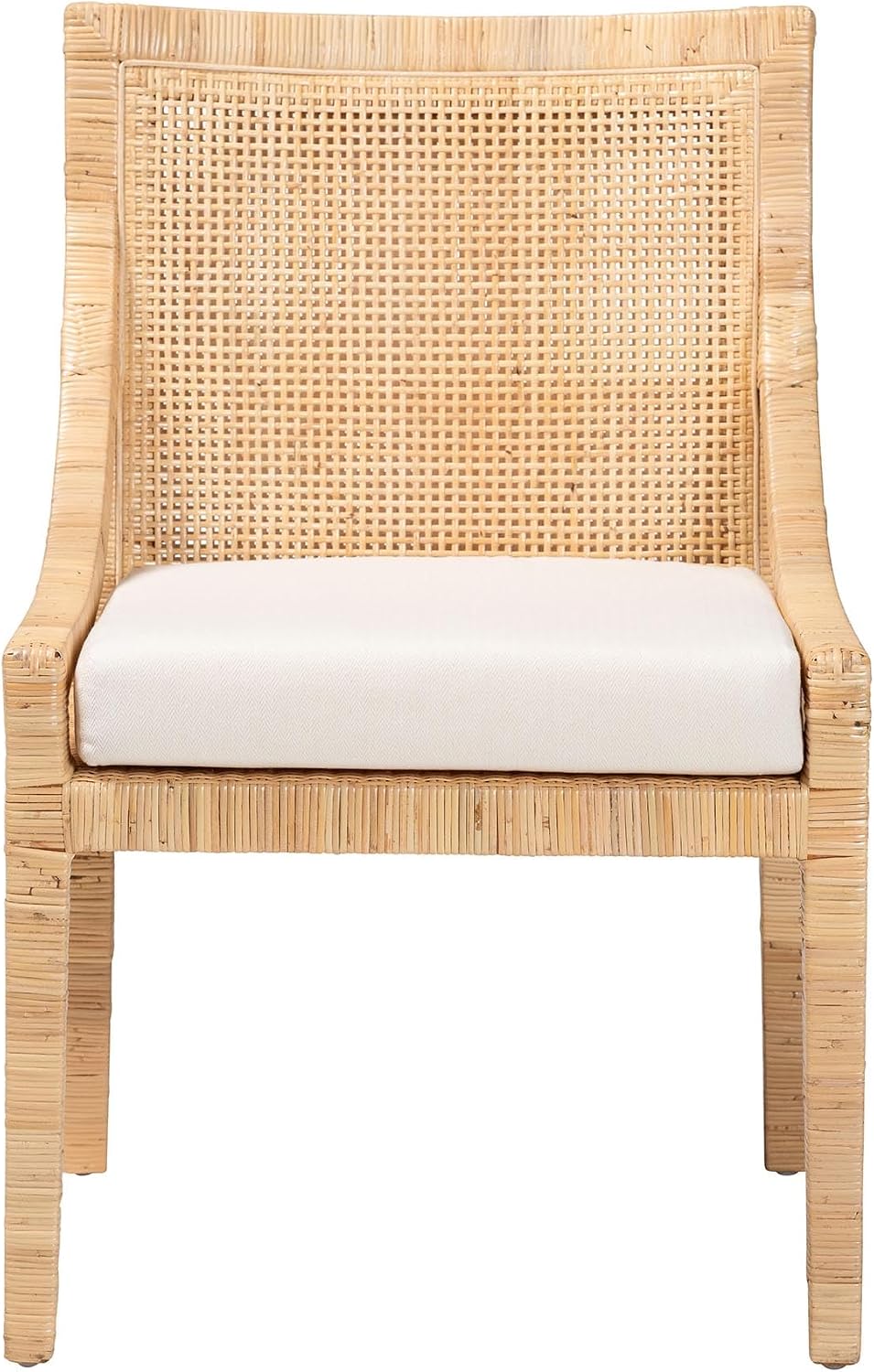 Rattan Wingback Dining Accent Chair