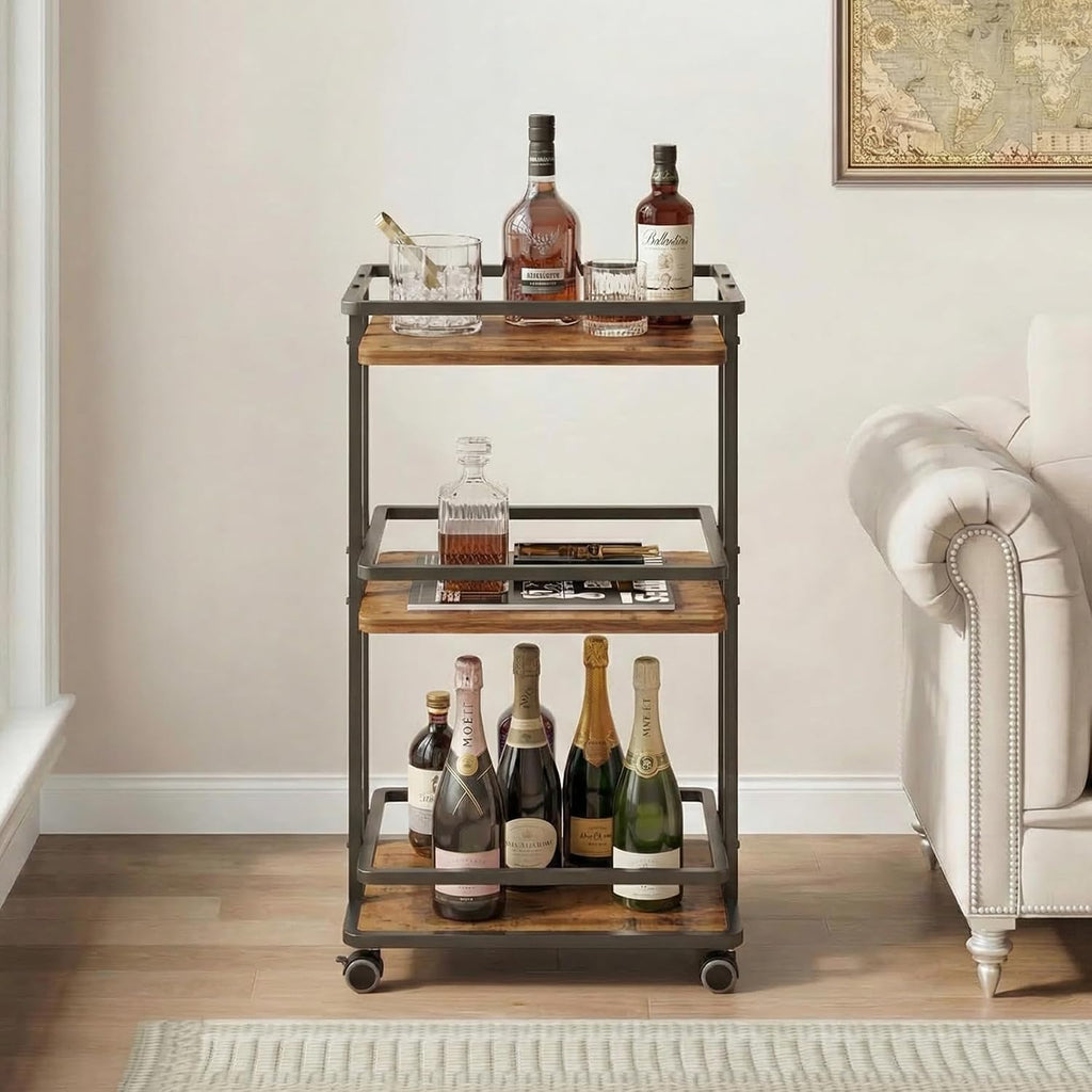 3-Tier Rolling Storage Bar Cart