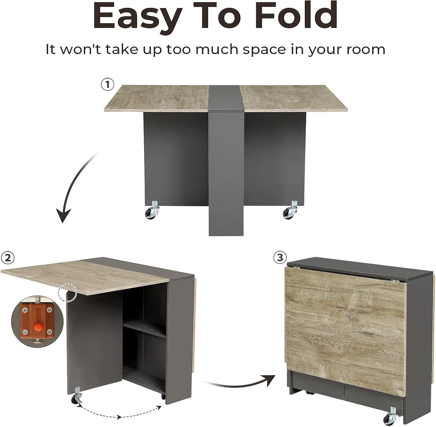 Wheeled Expandable Drop Leaf Table