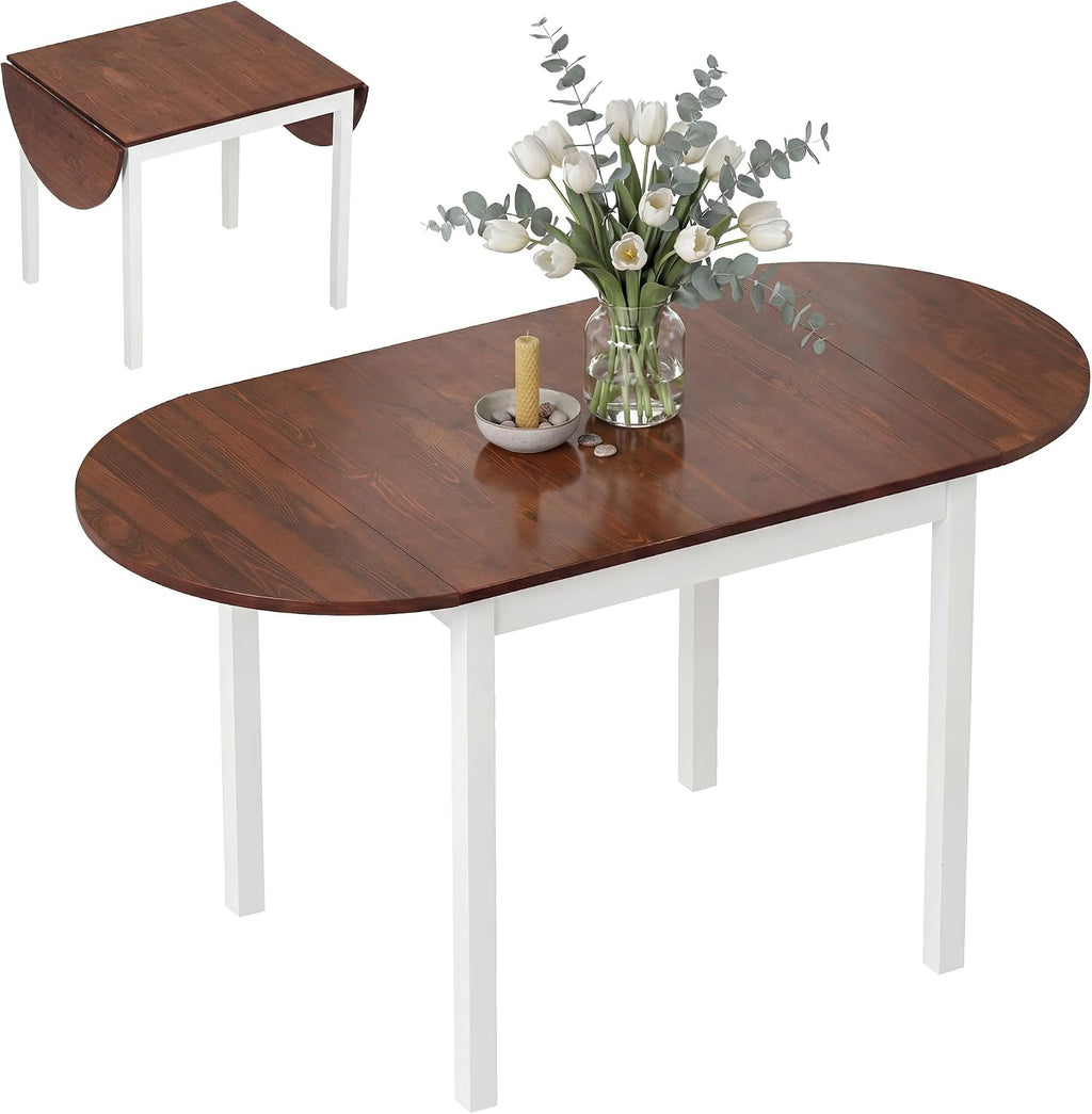 Brown Oval Drop Leaf Dining Table