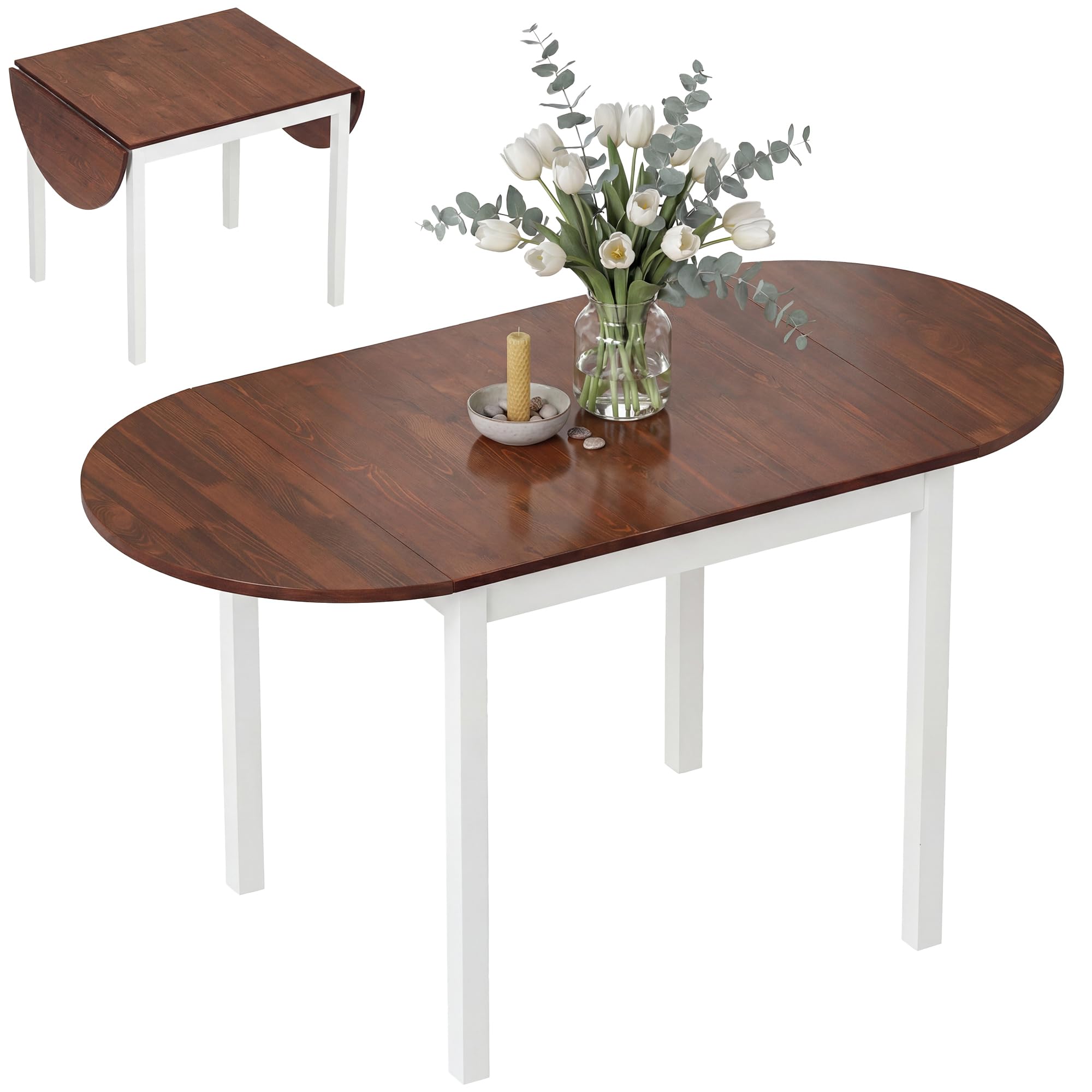 Brown Oval Drop Leaf Dining Table