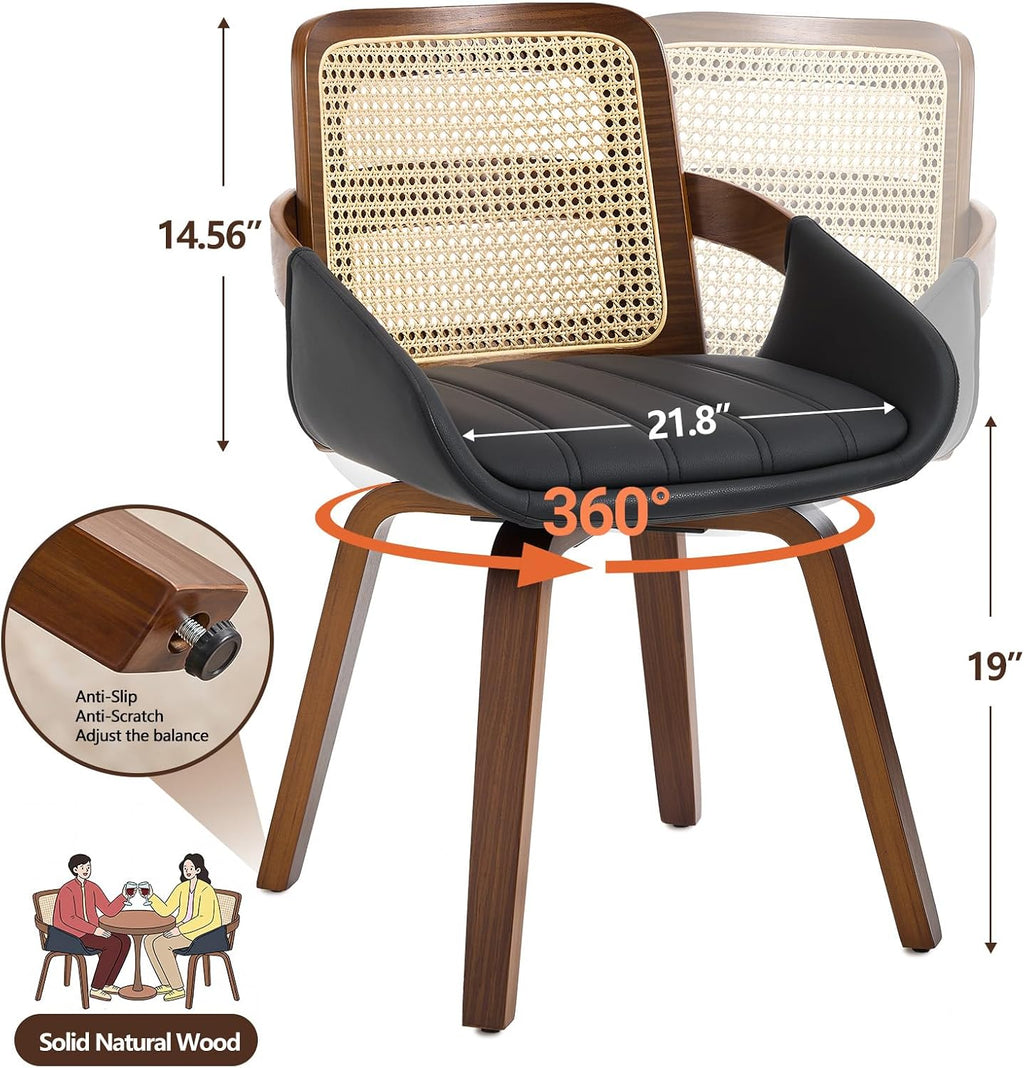 Black Rattan Bentwood Dining Chairs