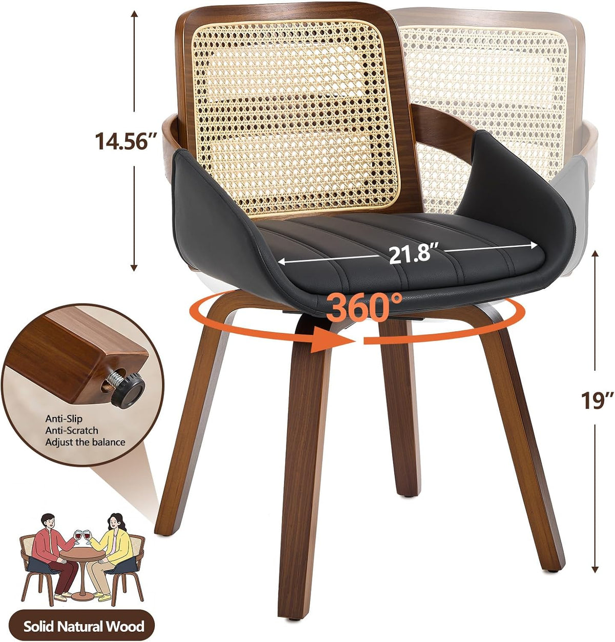 Black Rattan Bentwood Dining Chairs