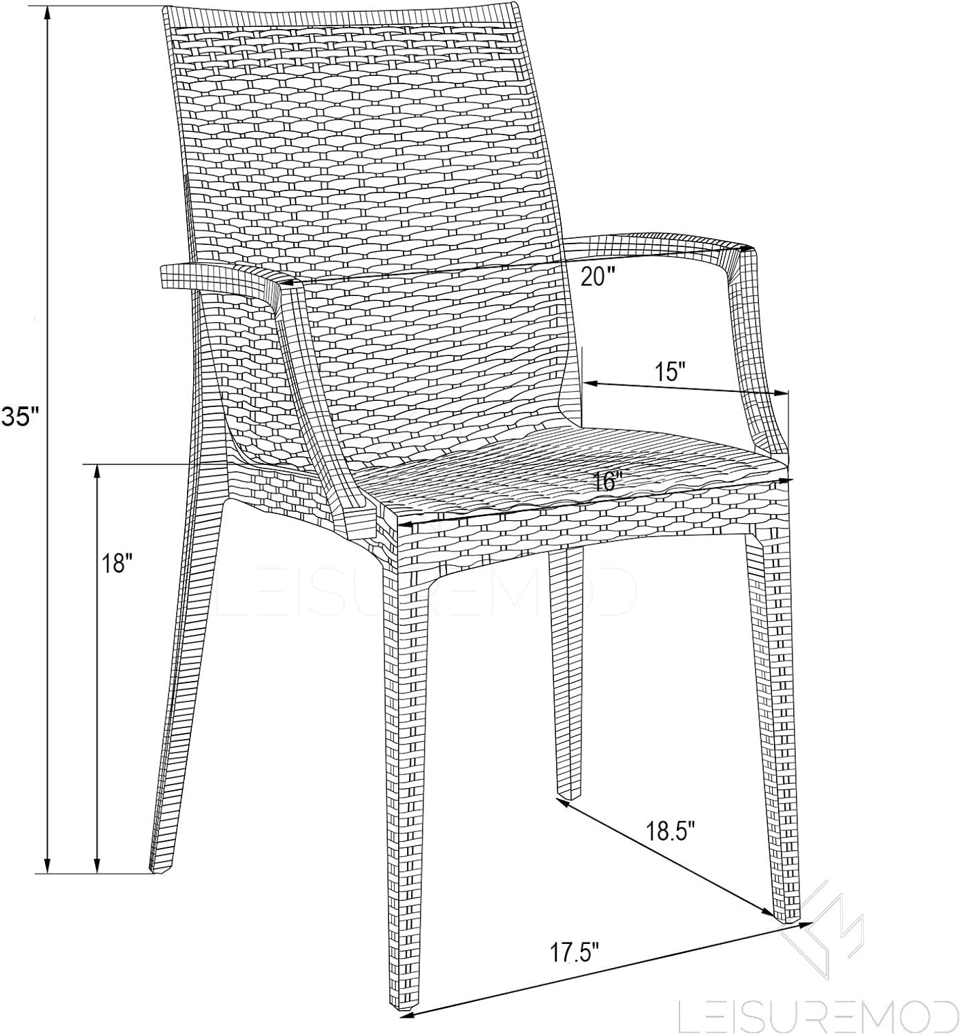 Brown Stackable Wicker Patio Chairs