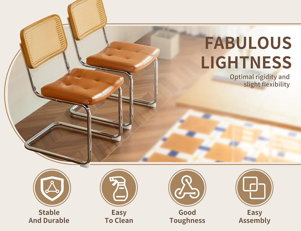 Rattan Leather Dining Chair Set