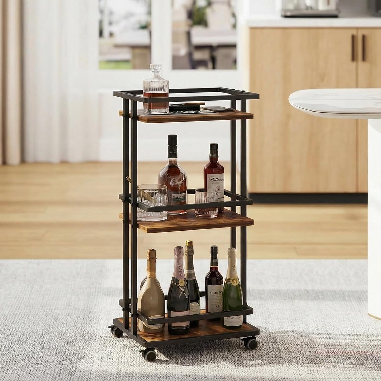 3-Tier Rolling Storage Bar Cart