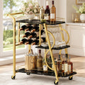 Gold Marbleized 3-Tier Bar Cart