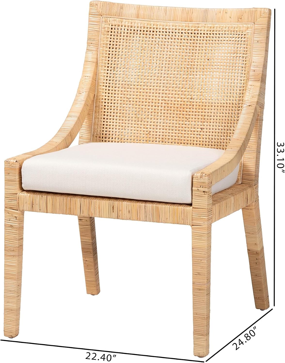 Rattan Wingback Dining Accent Chair