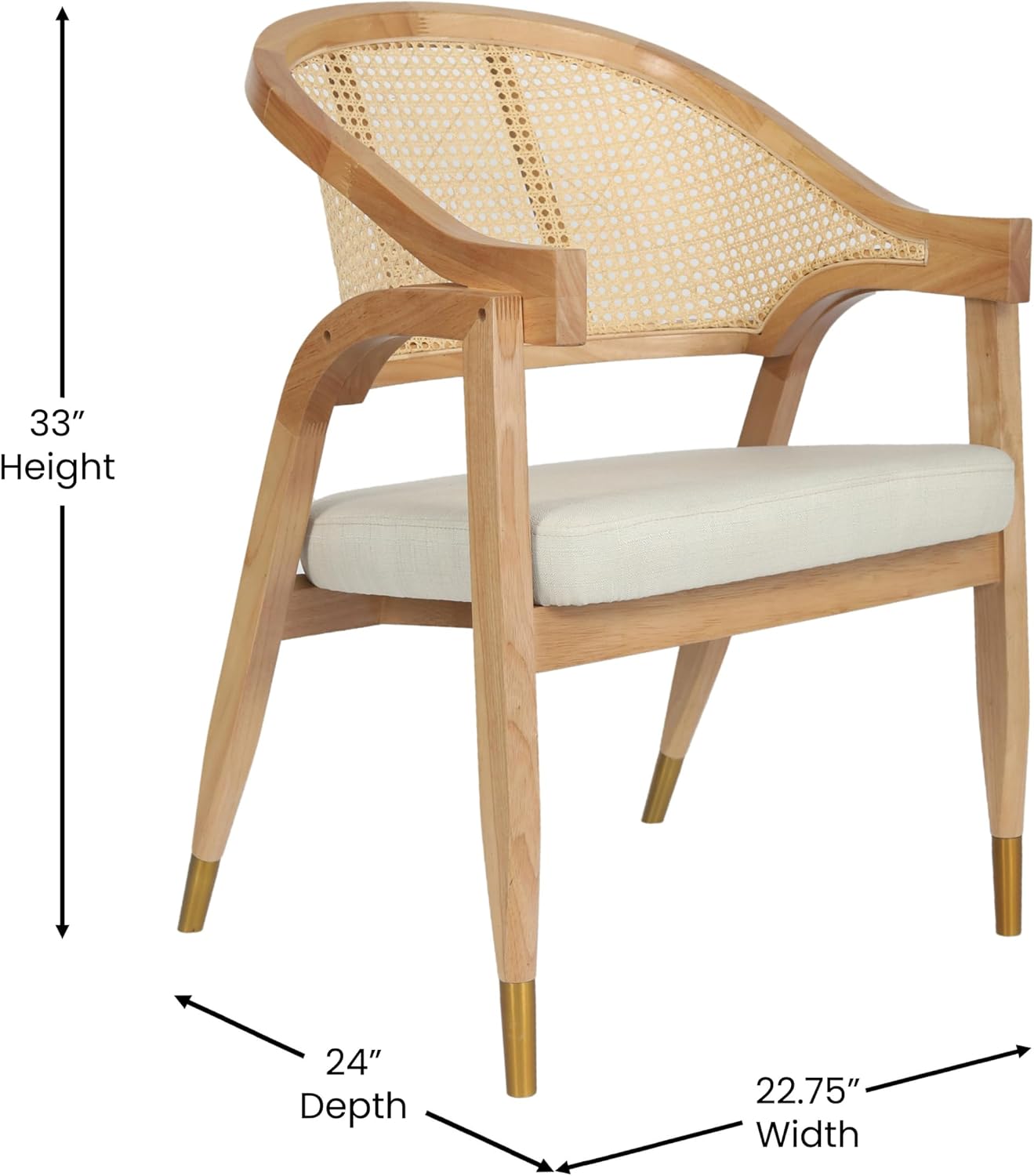Cane Rattan Cushioned Dining Chair