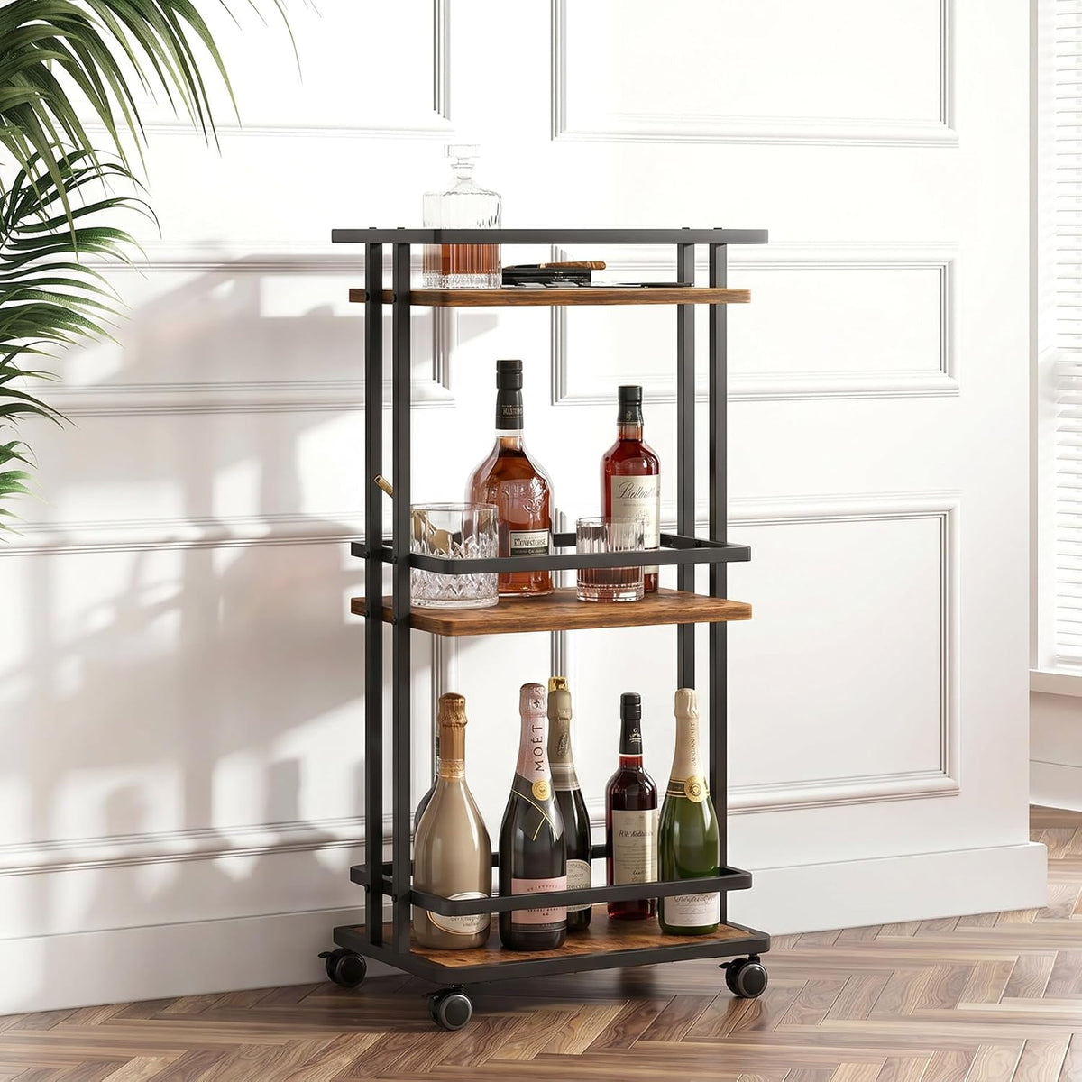 3-Tier Rolling Storage Bar Cart