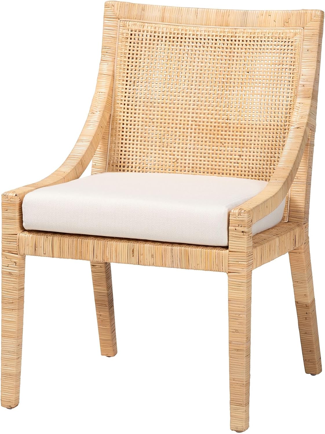 Rattan Wingback Dining Accent Chair