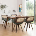 Walnut Cane Swivel Dining Armchairs