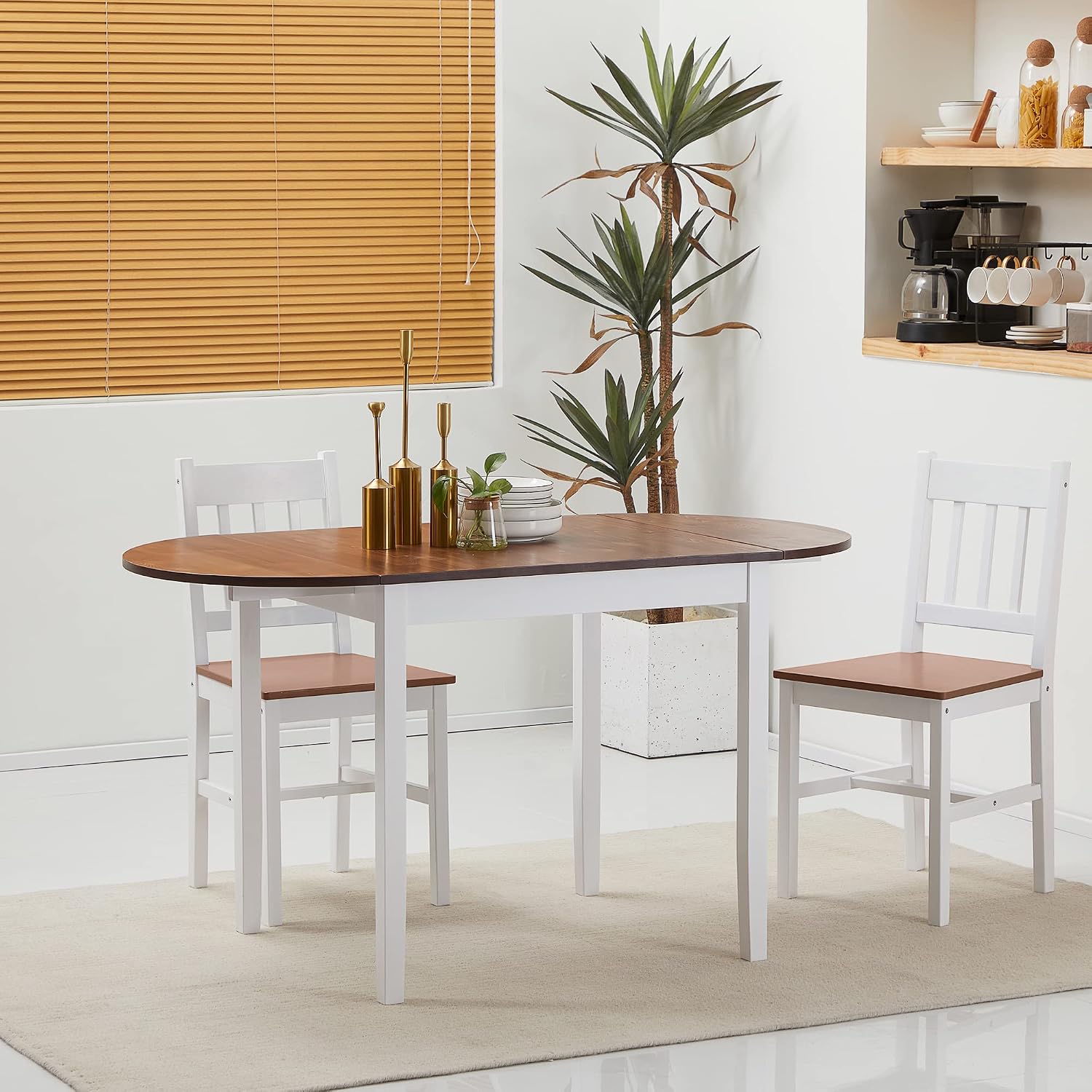 Brown Oval Drop Leaf Dining Table