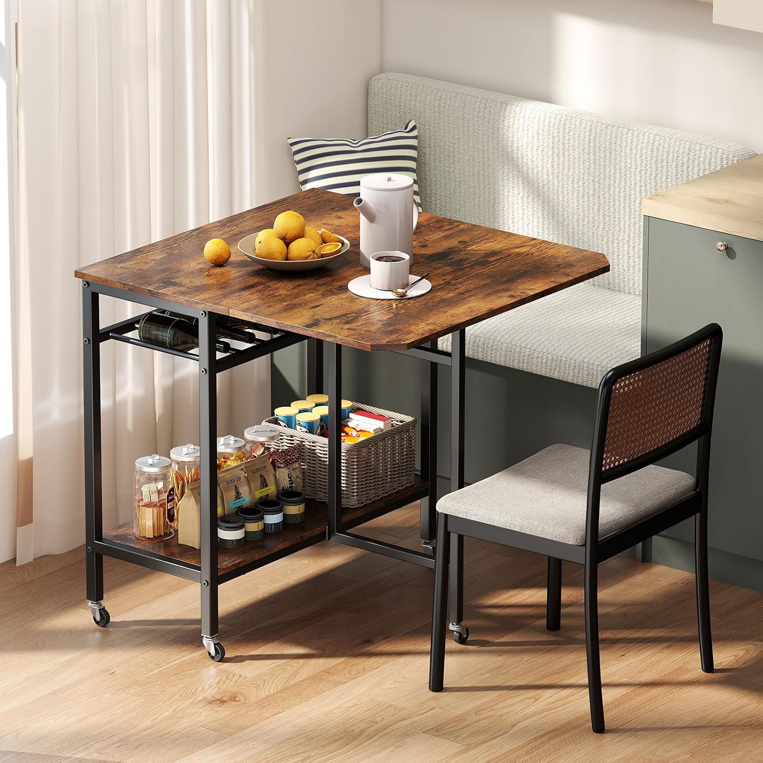 Wheeled Extendable Folding Dining Table