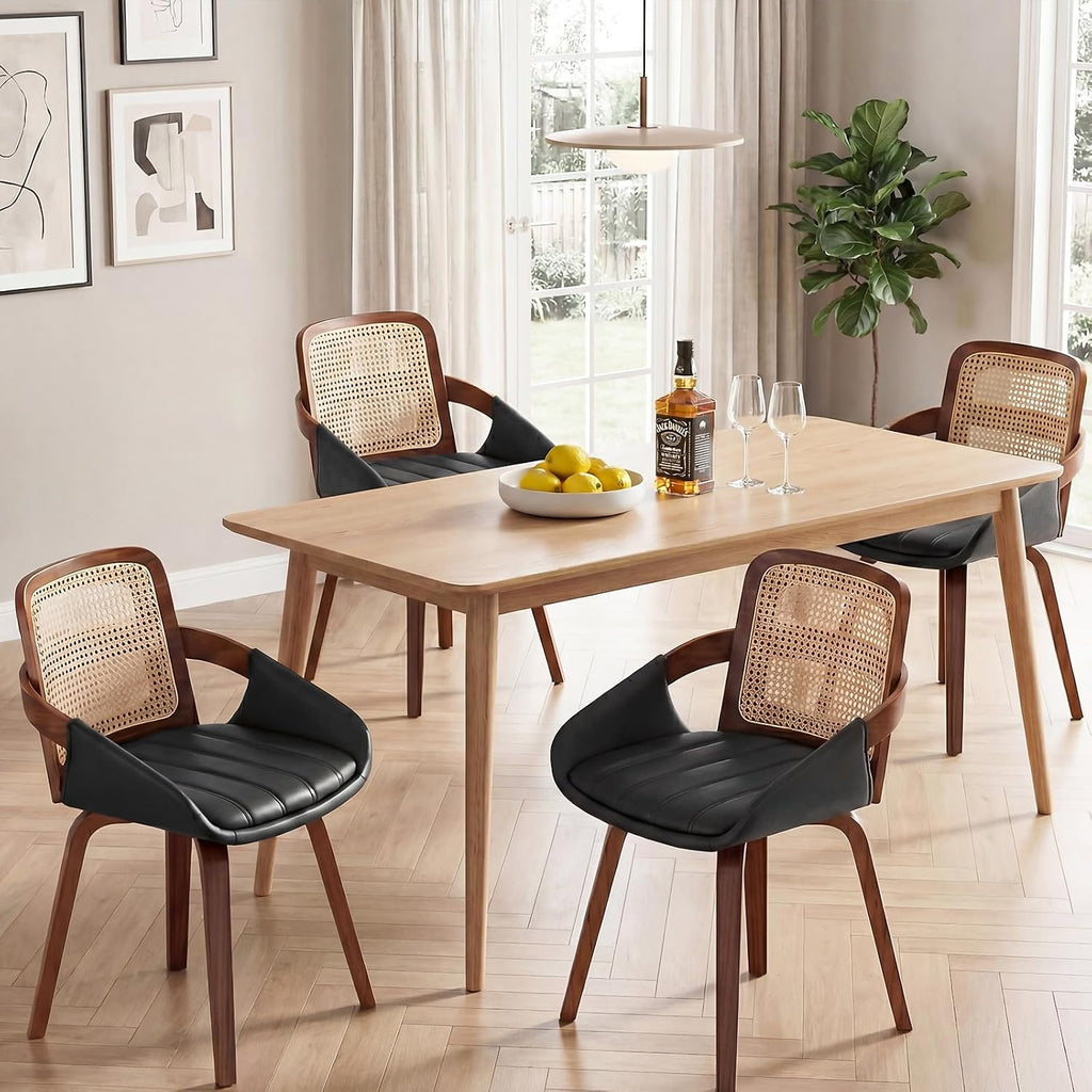 Black Rattan Bentwood Dining Chairs
