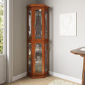 Lit Three-Side Glass Corner Cabinet