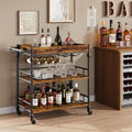 Brown 3-Tier Rolling Bar Cart