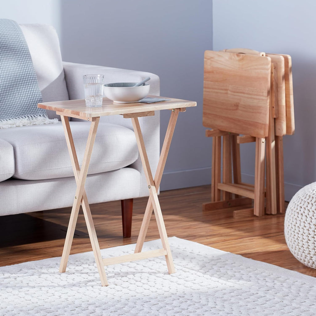 Natural Foldable TV Tray Tables 4-Pack