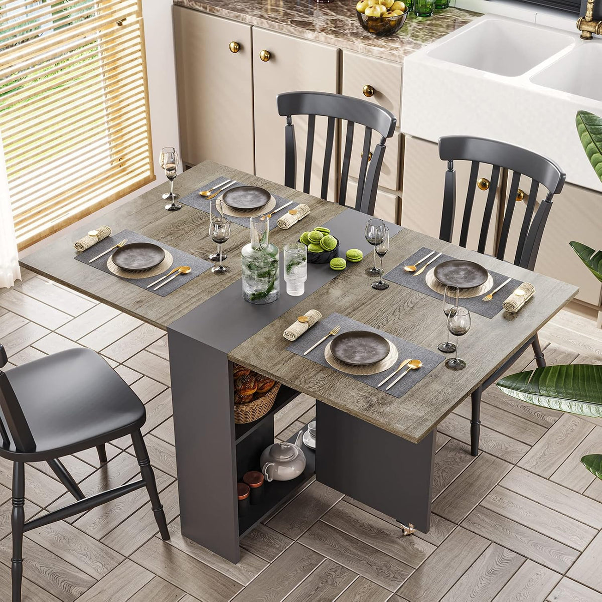 Wheeled Expandable Drop Leaf Table