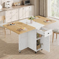 Natural Wheeled Storage Dining Table
