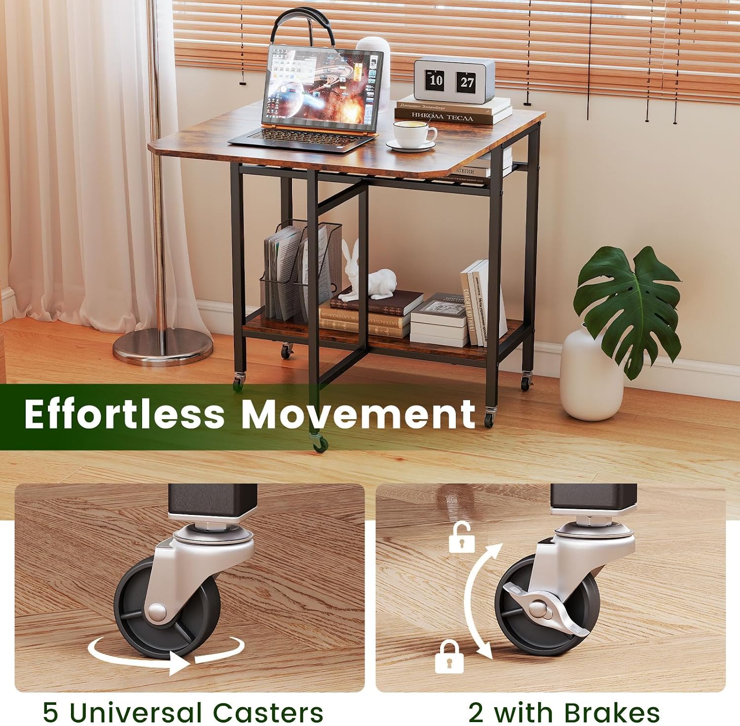 Wheeled Extendable Folding Dining Table