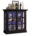 Black LED Glass Wine Display Cabinet