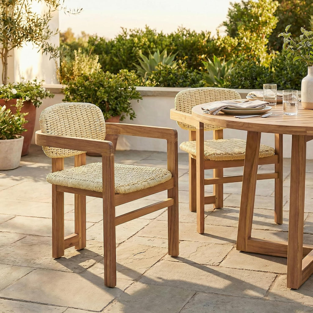 Acacia Rattan Patio Dining Chairs