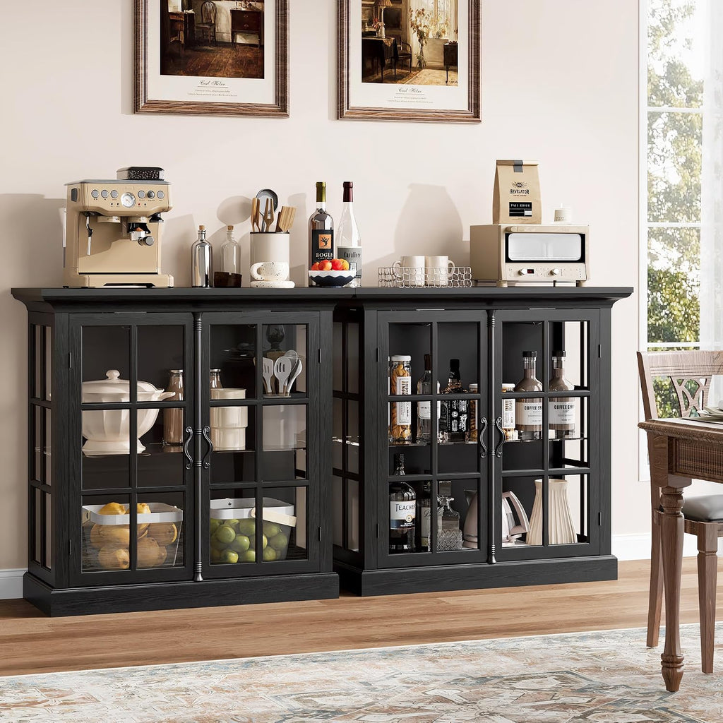 Black LED Glass Wine Display Cabinet