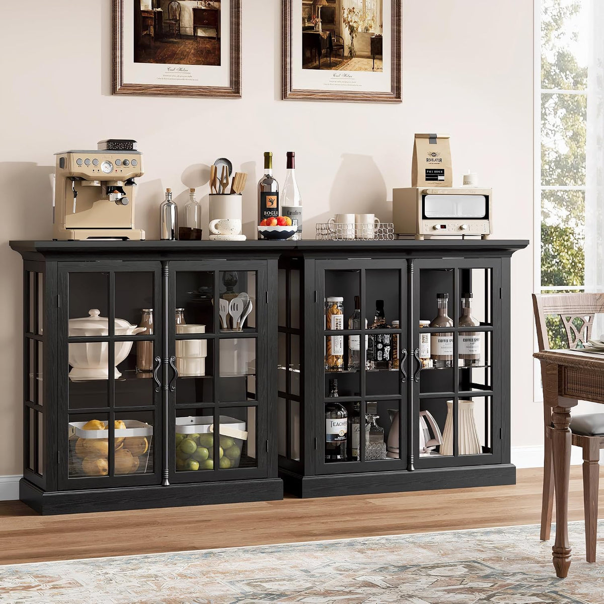 Black LED Glass Wine Display Cabinet