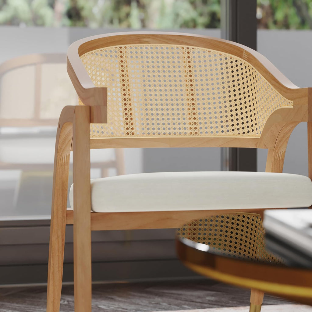 Cane Rattan Cushioned Dining Chair