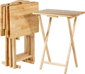 Natural Foldable TV Tray Tables 4-Pack