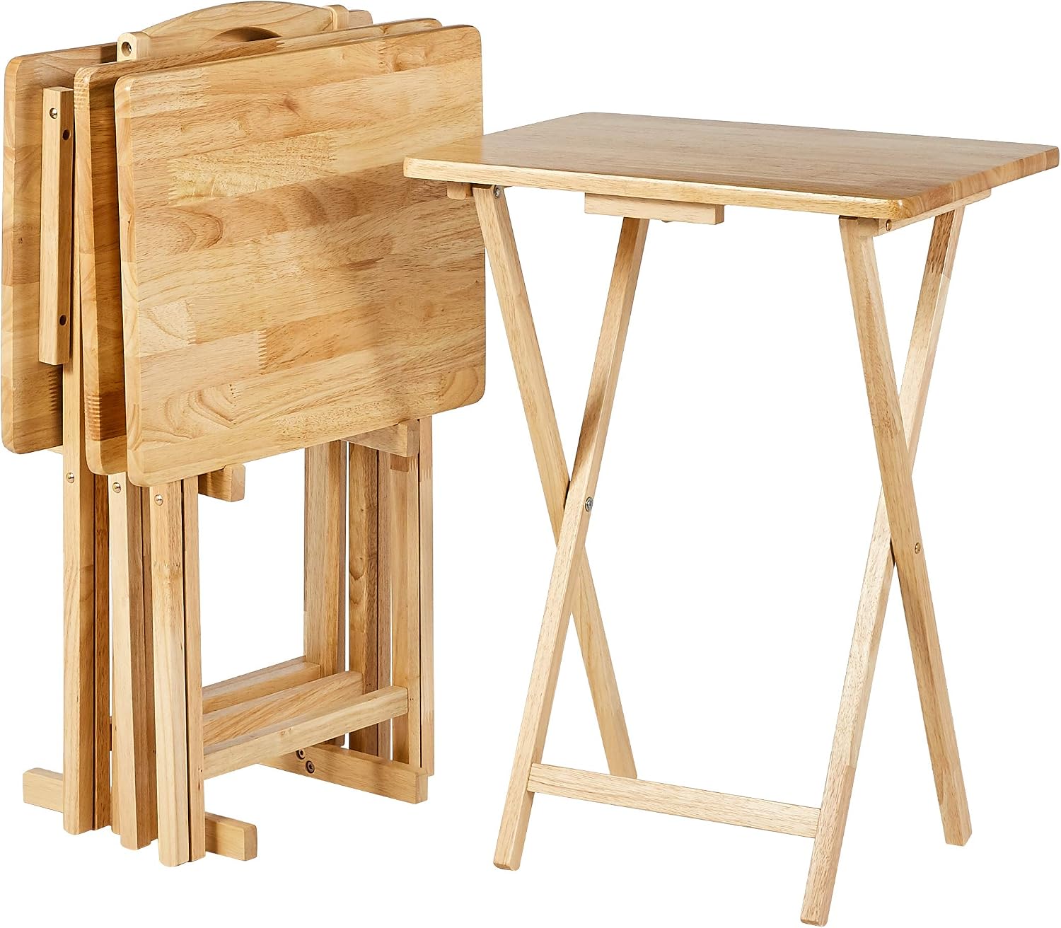 Natural Foldable TV Tray Tables 4-Pack