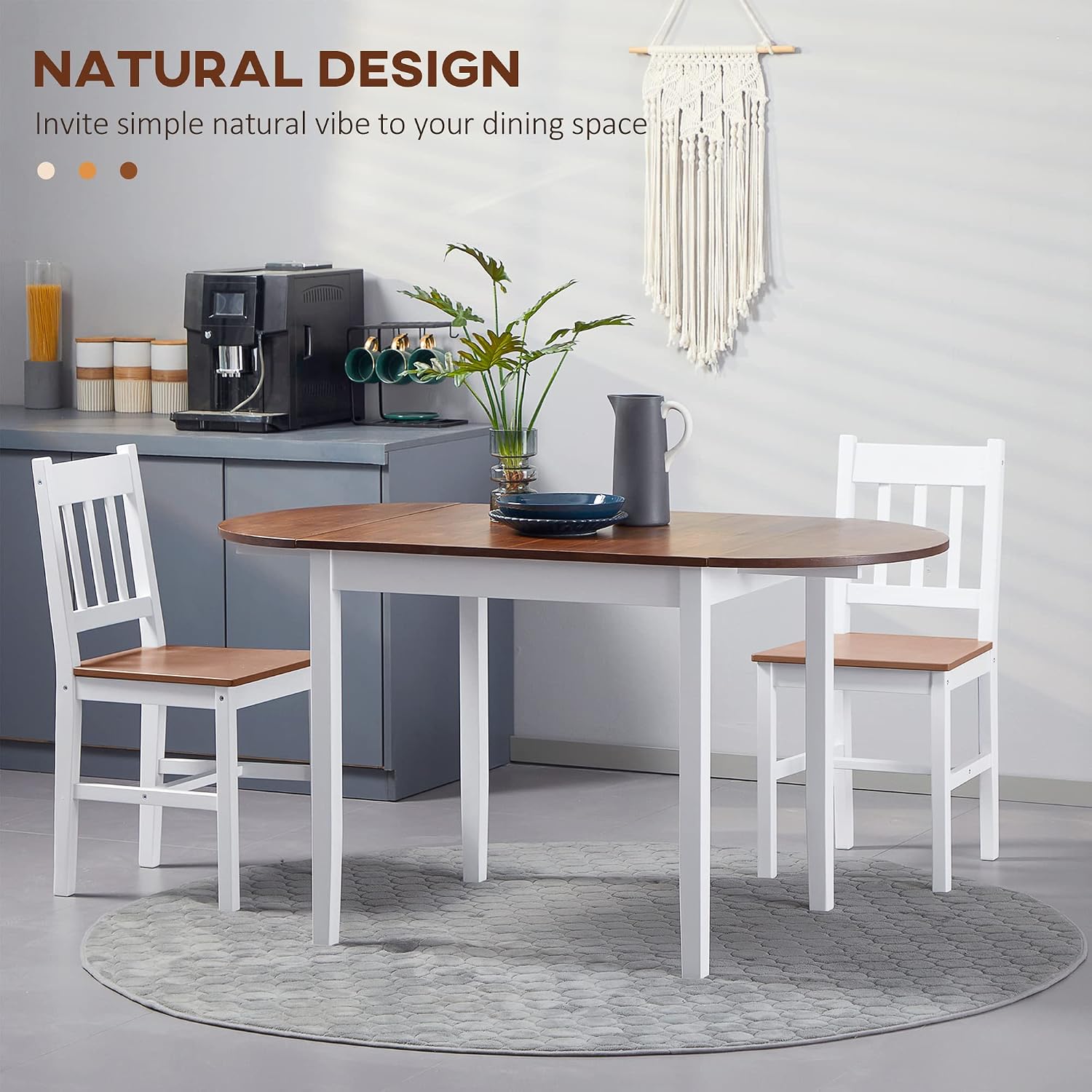Brown Oval Drop Leaf Dining Table